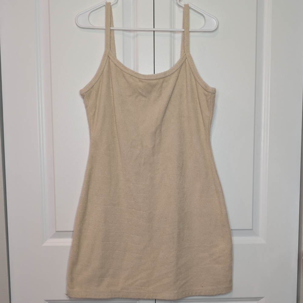 Abercrombie & Fitch‎ Terry Cloth Mini Dress L Tan Cream Beach Coverup